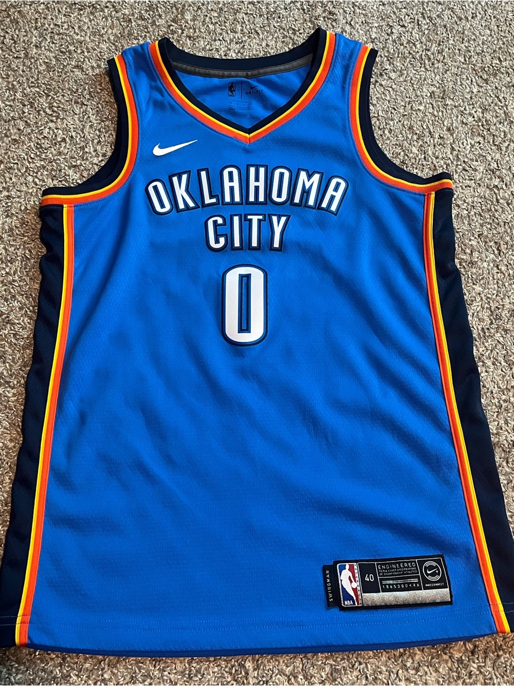 NBA Nike Oklahoma City Thunder Russell Westbrook Jersey Men’s Small(40) OKC Russ